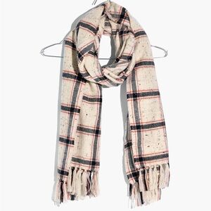 Madewell Knotted Fringe Scarf in Hanstone Plaid